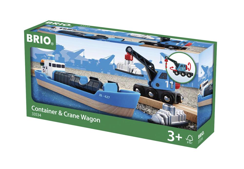 BRIO Container & Crane Wagon, 4 Pieces, 7312350335347