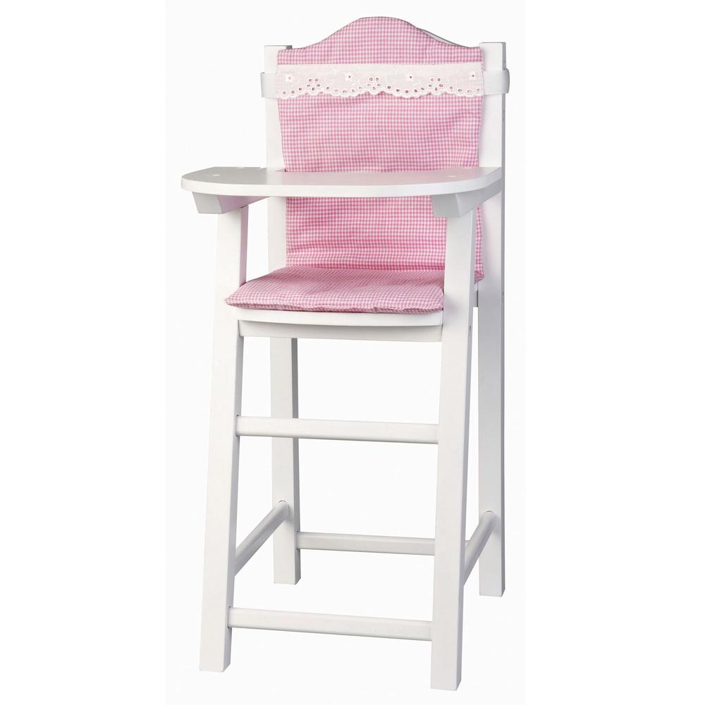 white wooden doll high chair