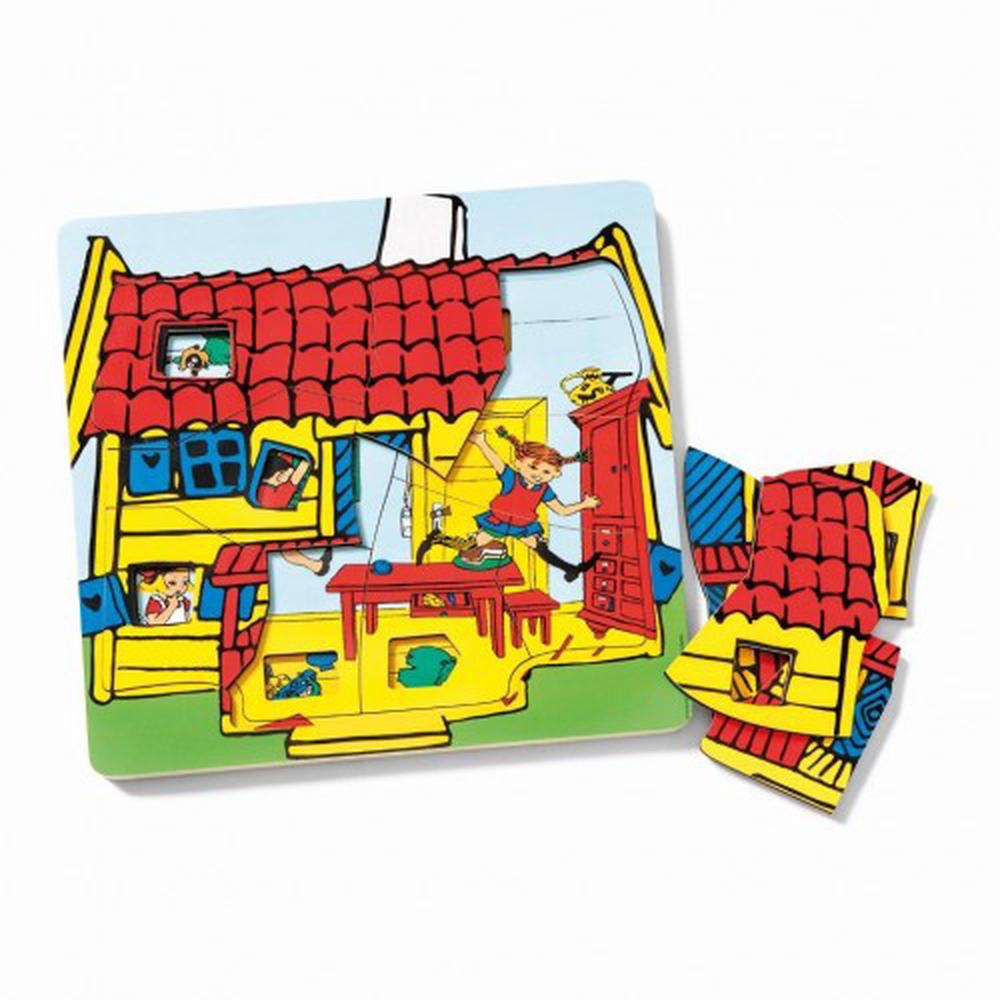Micki Pippi Longstocking Wooden Layer on Layer Puzzle, 12 Piece