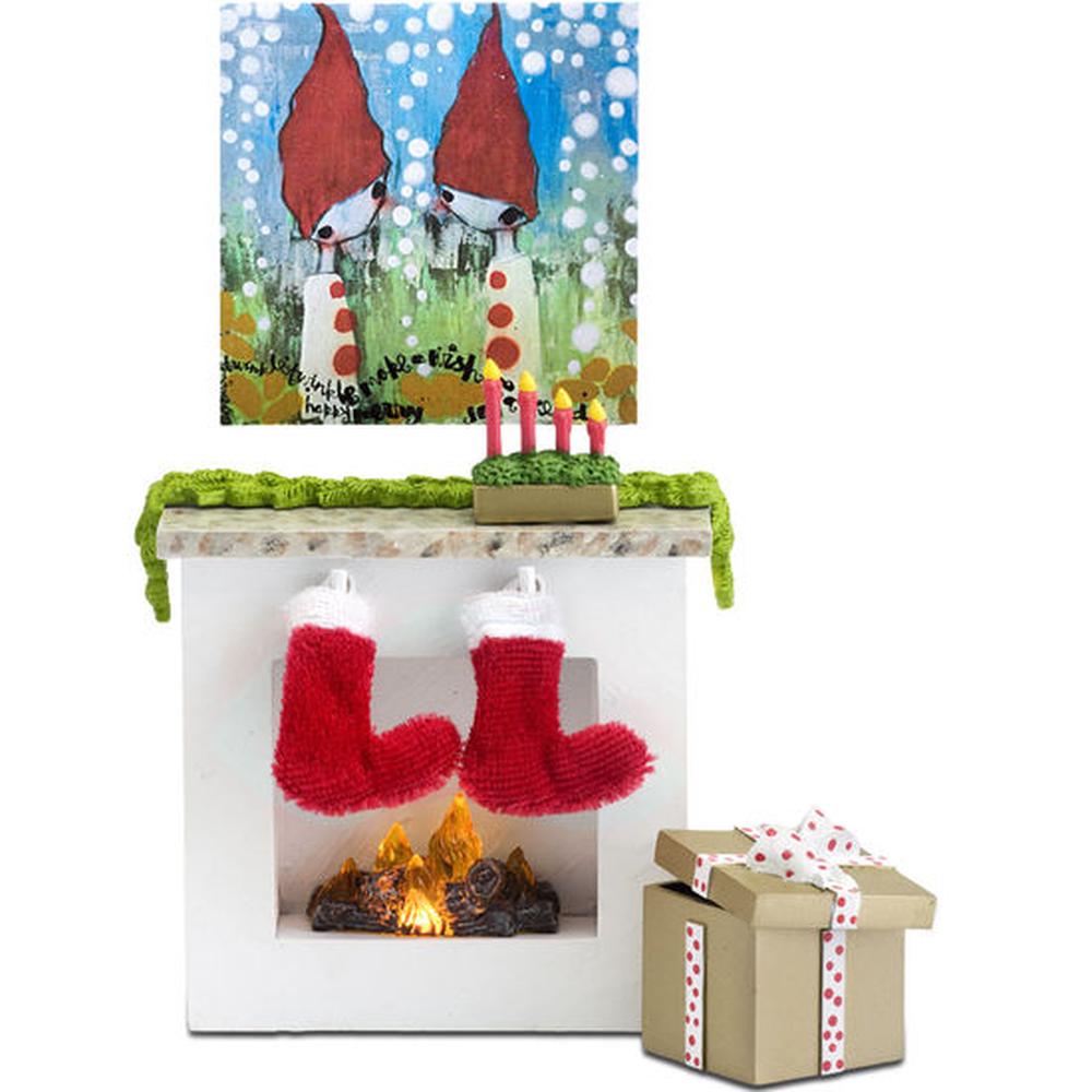 Doll Fireplace Set With Christmas Stockings, 7315626030526