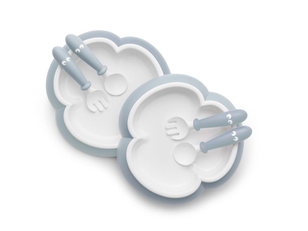 Baby Plate, Spoon & Fork, 2 Sets (Powder Blue), 7317680740670