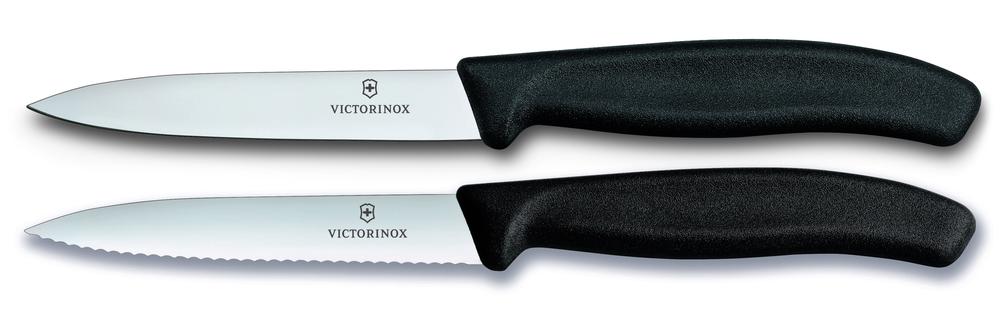 Victorinox Paring Knife Pointed Tip, 2 Piece Set (Classic Black) - 10cm, 7611160050502