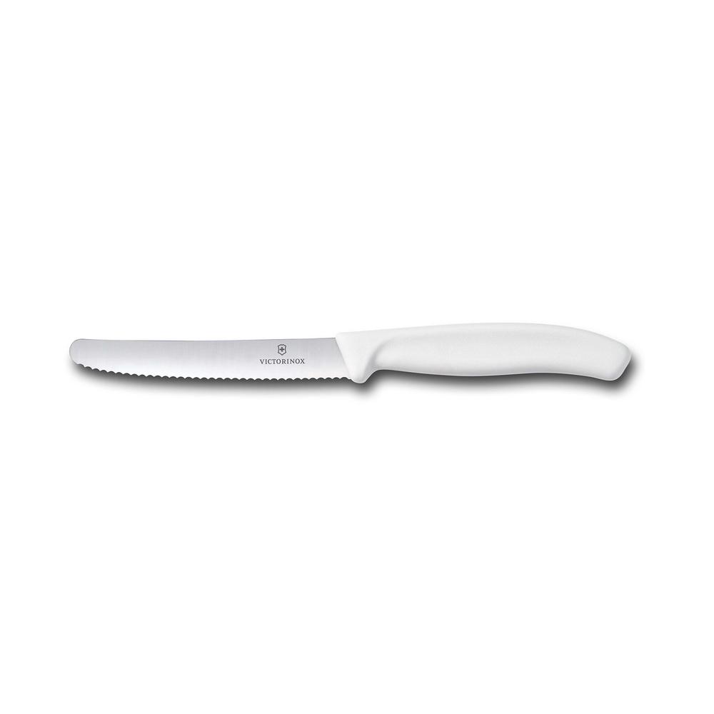 Victorinox Classic Steak & Tomato Knife Round Tip Wavy Edge (White) - 11cm, 7611160129574