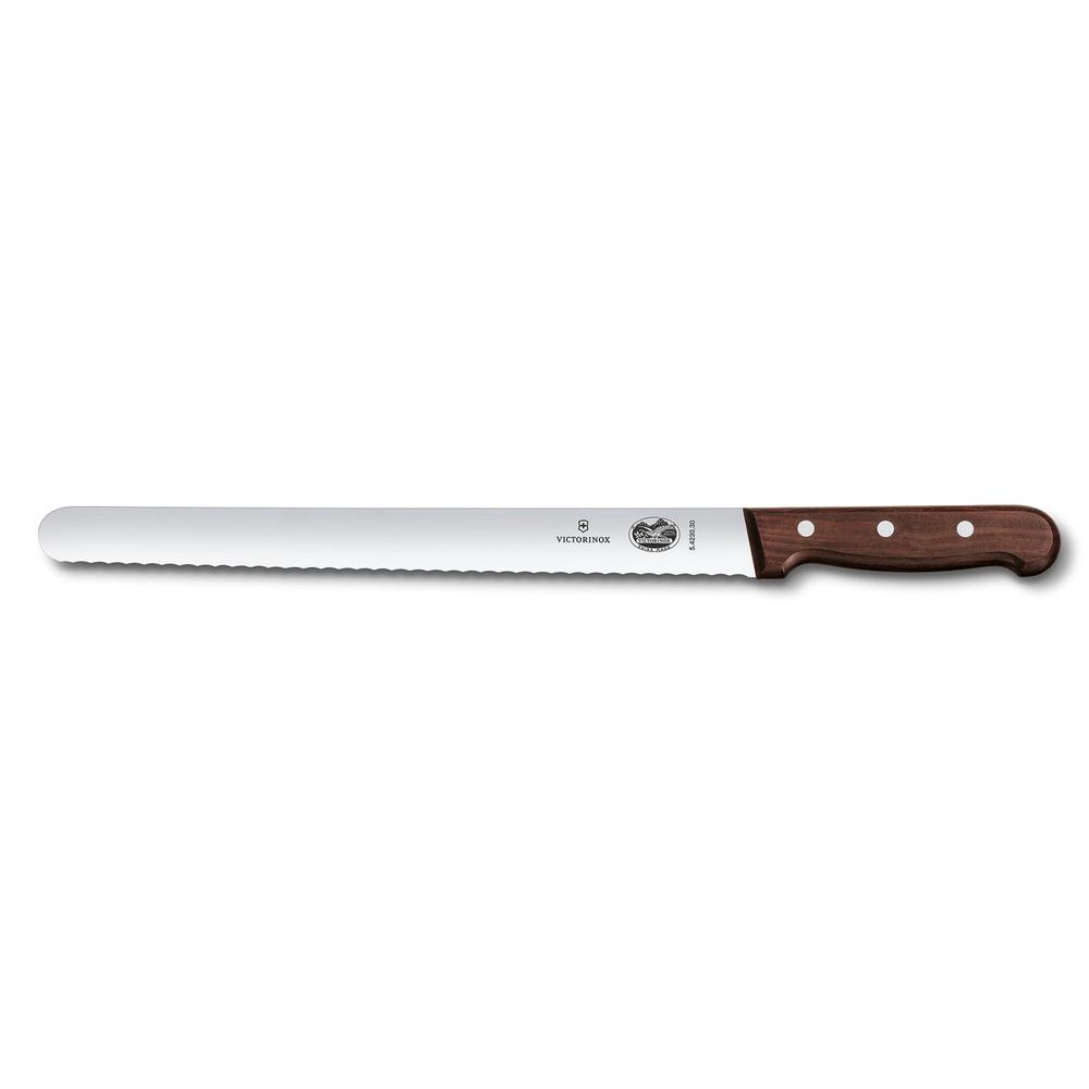 Victorinox Slicing Knife Round Wavy Edge (Wood) - 30cm, 7613329183137
