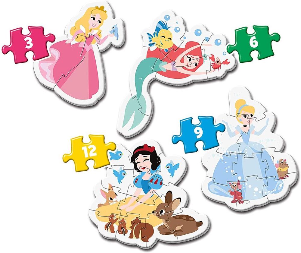 Clementoni Super Colour: My First Puzzles - Disney Princess, 3-6-9-12 ...