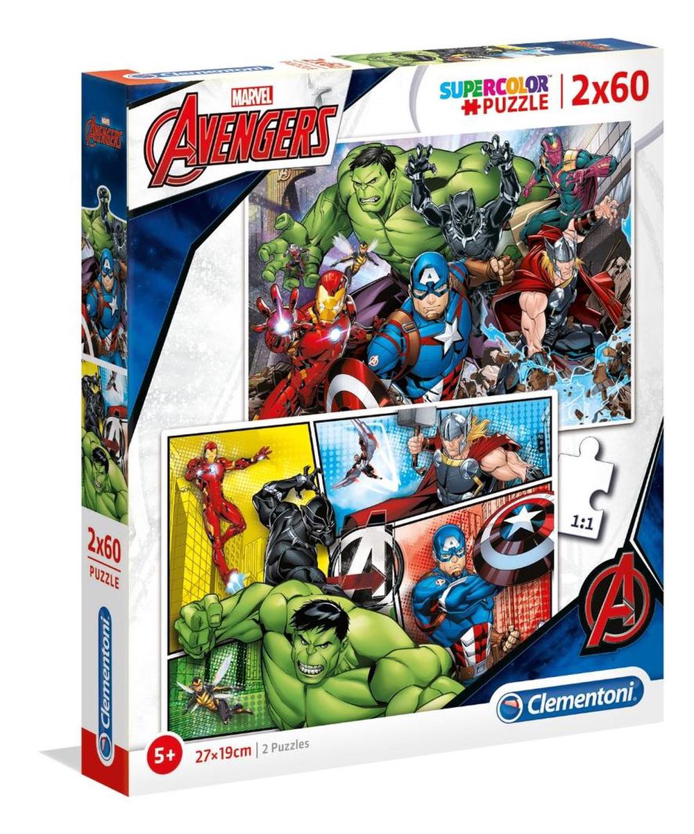 Clementoni Super Colour: Marvel - Avengers Jigsaw Puzzle, 2x60 Piece ...