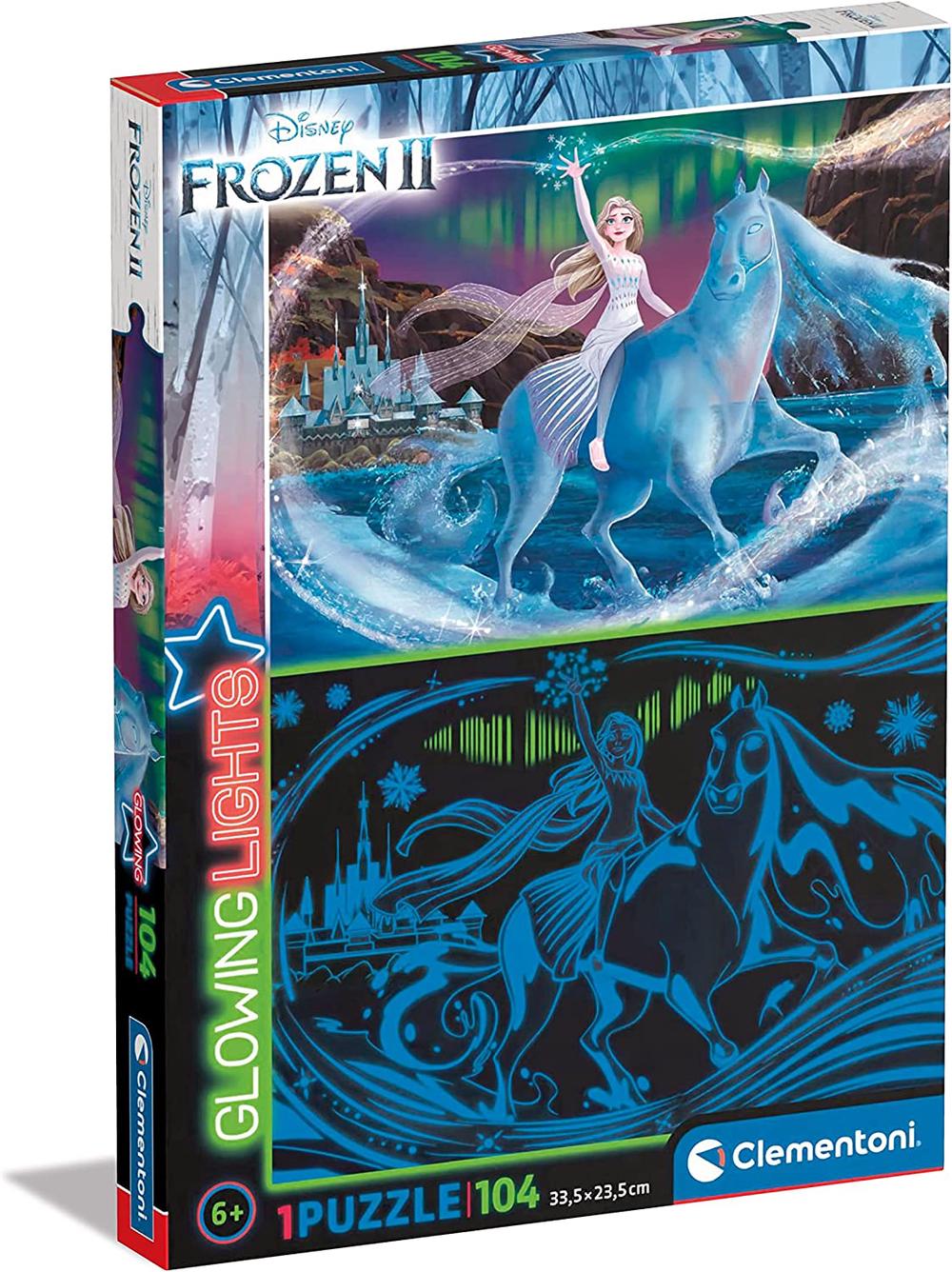 Clementoni Glowing Lights: Frozen 2 Jigsaw Puzzle, 104 Piece, 8005125275489