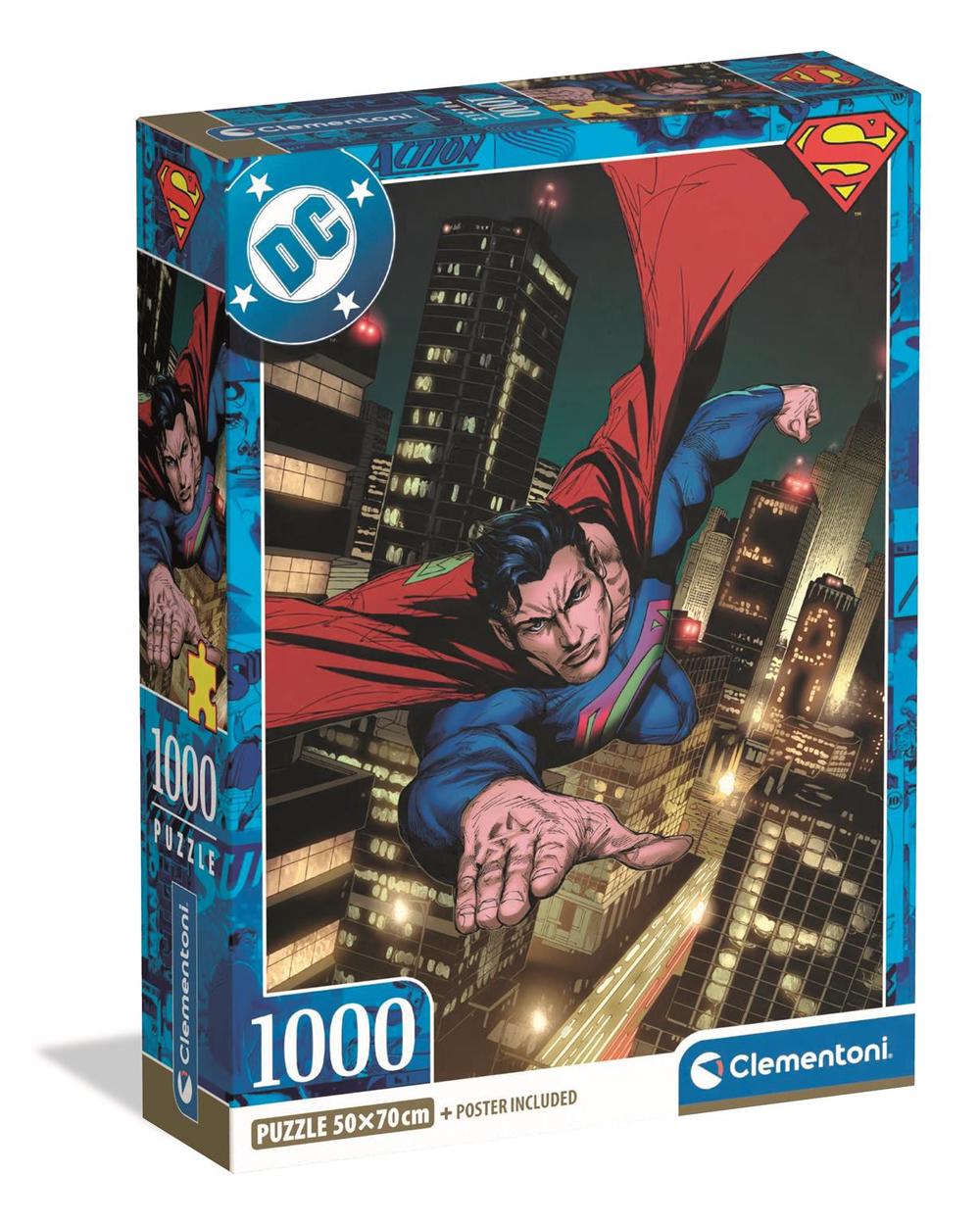 Clementoni Superman Design 2 Poster Included Jigsaw Puzzle, 1000 Pieces, 8005125375066