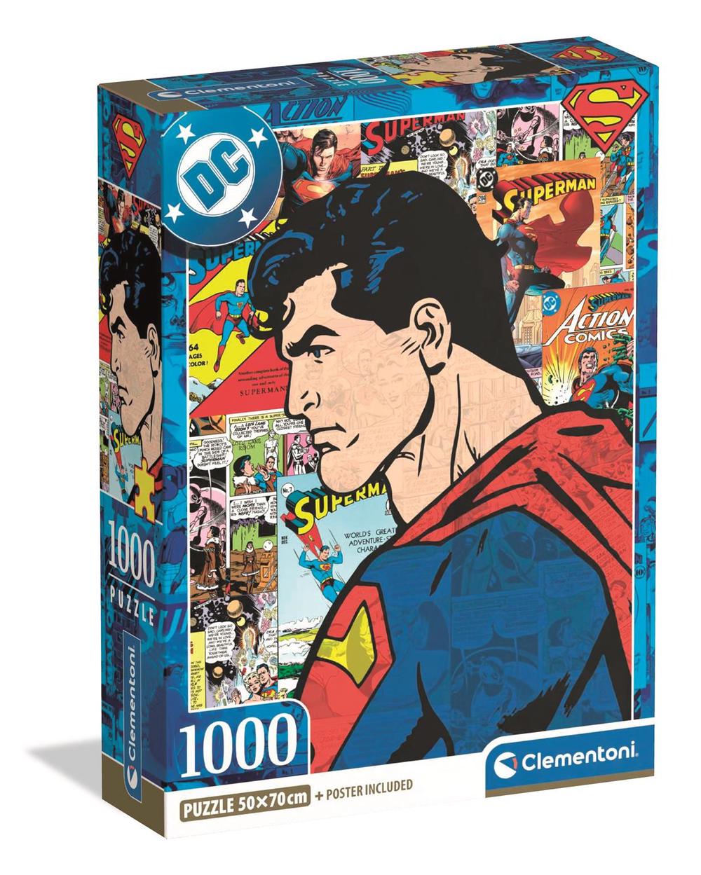 Clementoni Superman Design 3 Poster Included Jigsaw Puzzle, 1000 Pieces, 8005125375073