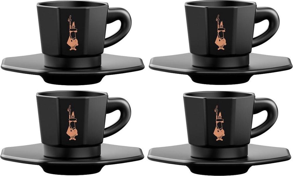 Bialetti Faces Espresso Cups and Saucers, Set of 4 (Black) Buy online