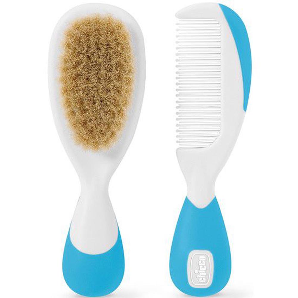 Chicco Brush & Comb Set With Natural Bristles (Blue) | Buy online at ...