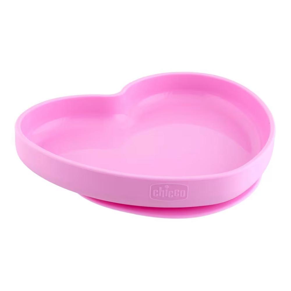 Chicco Silicone Heart Shaped Plate (Pink) - 9m+, 8058664127528