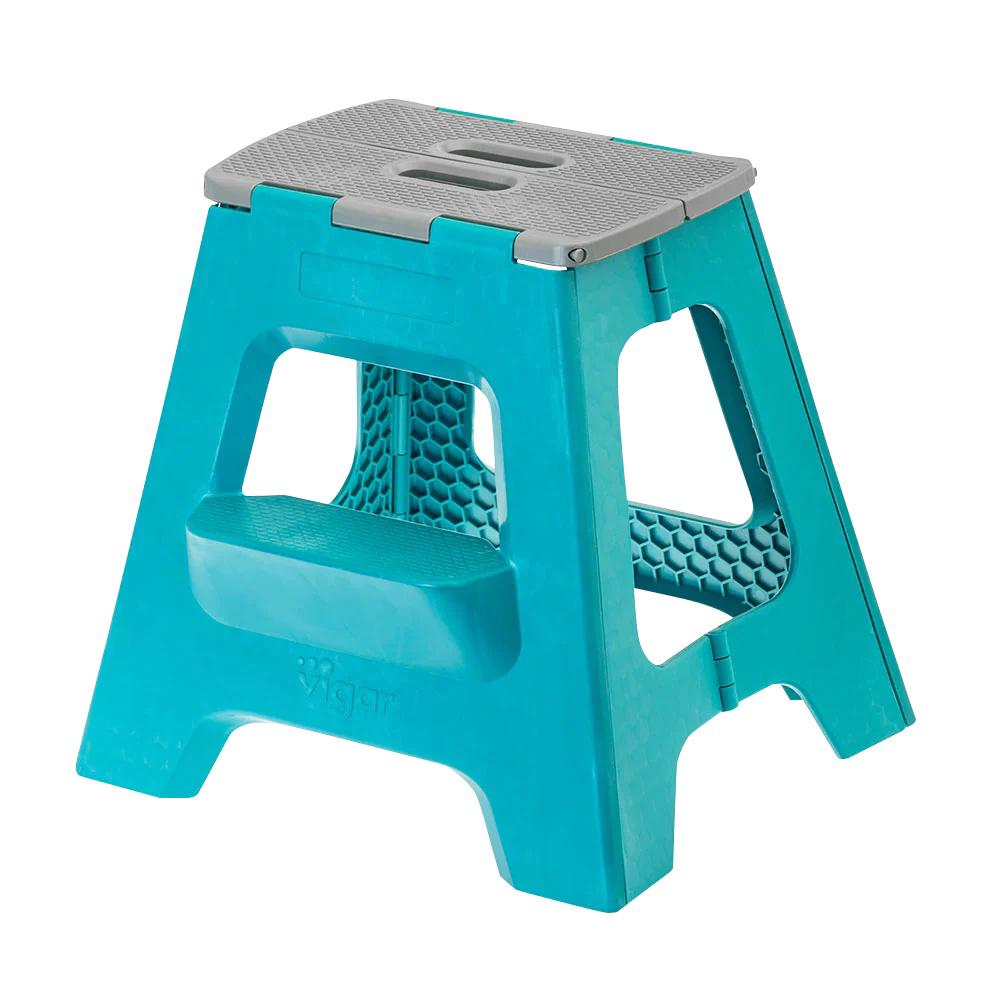 Vigar Compact 2-Step Foldable Stool (Turquoise) - 40cm, 8411782041266