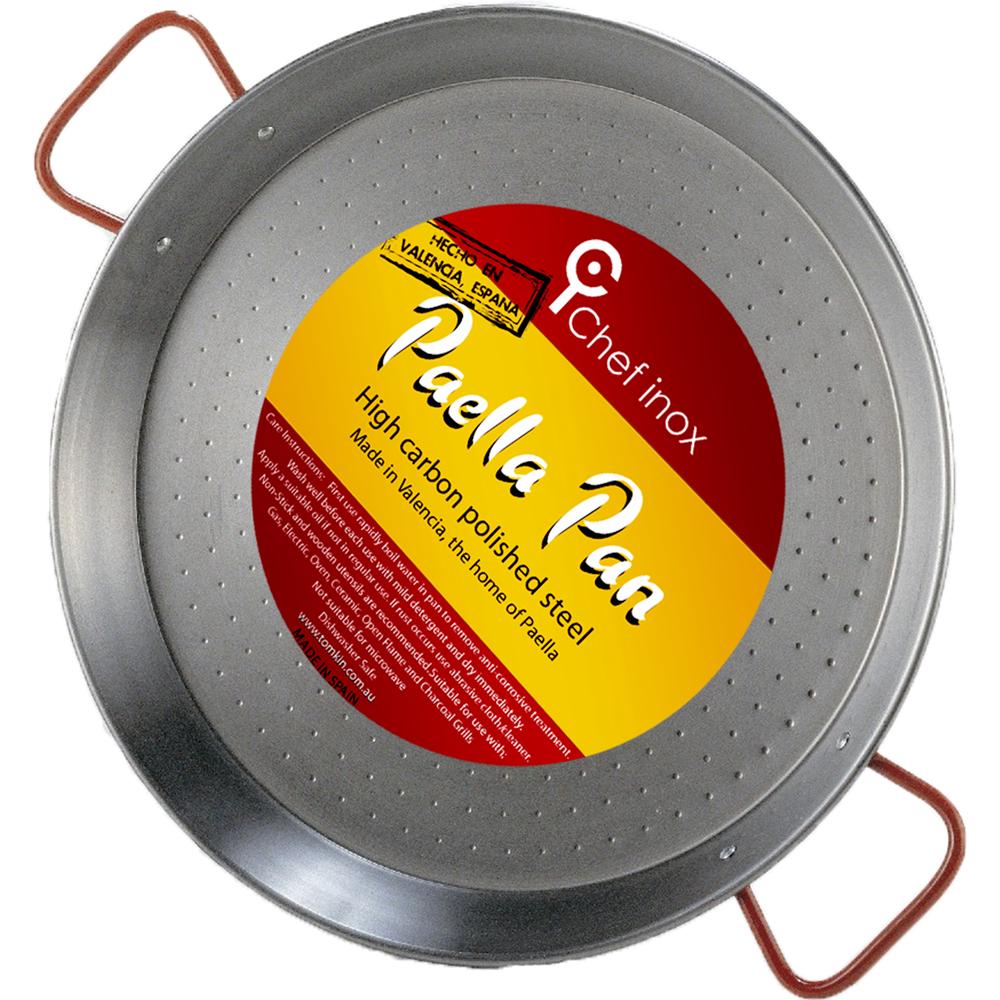Chef Inox High Carbon Polished Steel Paella Pan - 34cm, 8412595100348