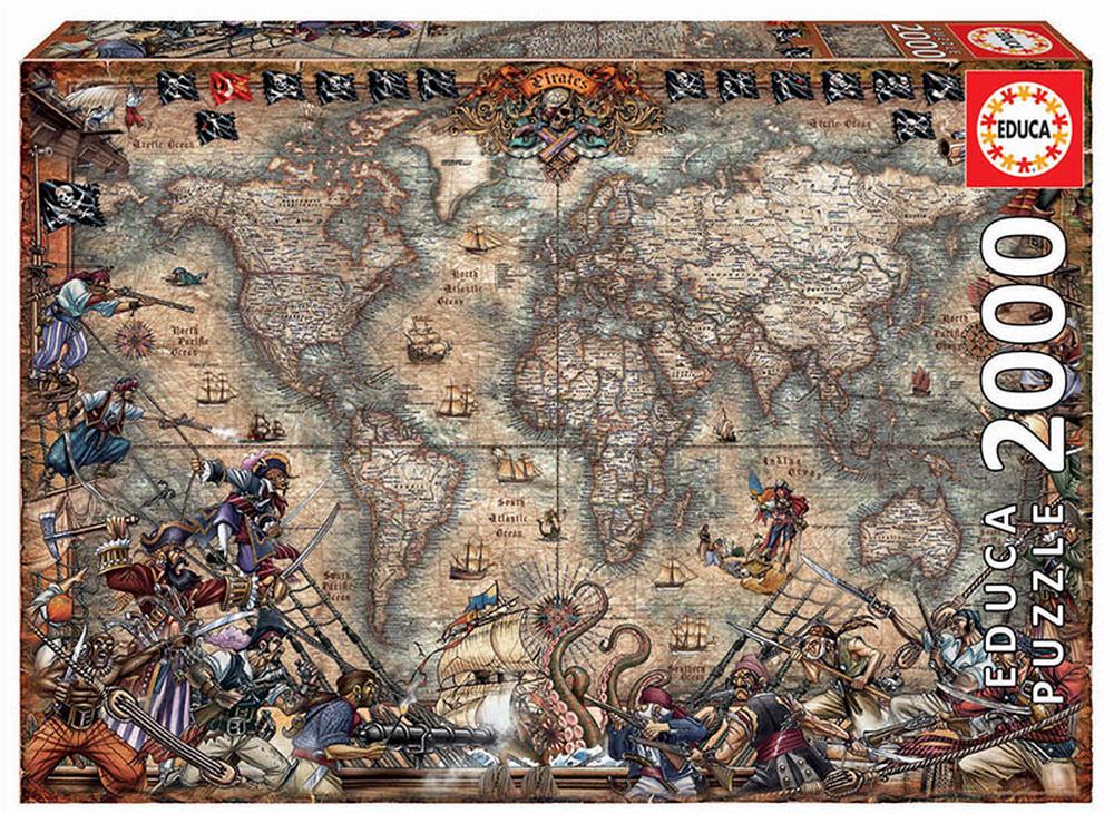 Educa Pirates Map Jigsaw Puzzle, 2000 Piece, 8412668180086
