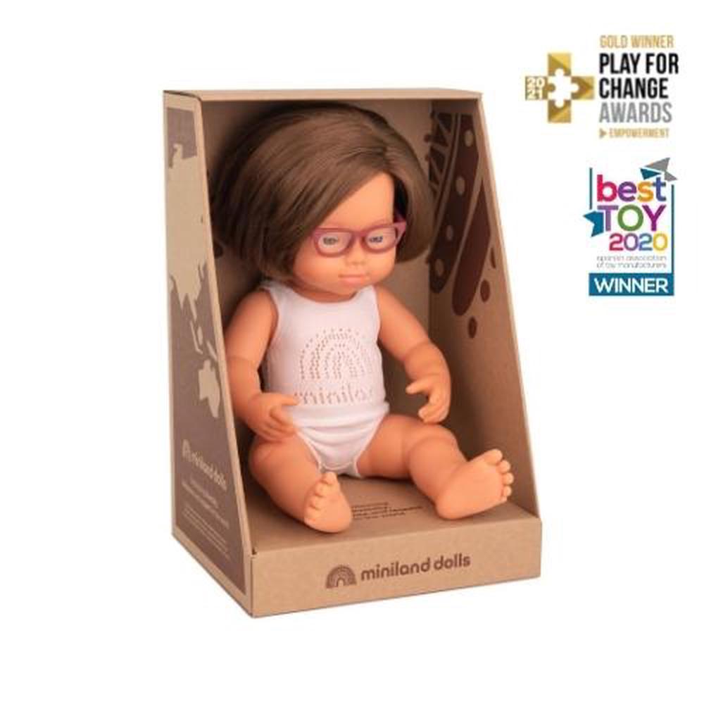 Miniland Dolls Anatomically Correct Baby Doll With Glasses (Caucasian