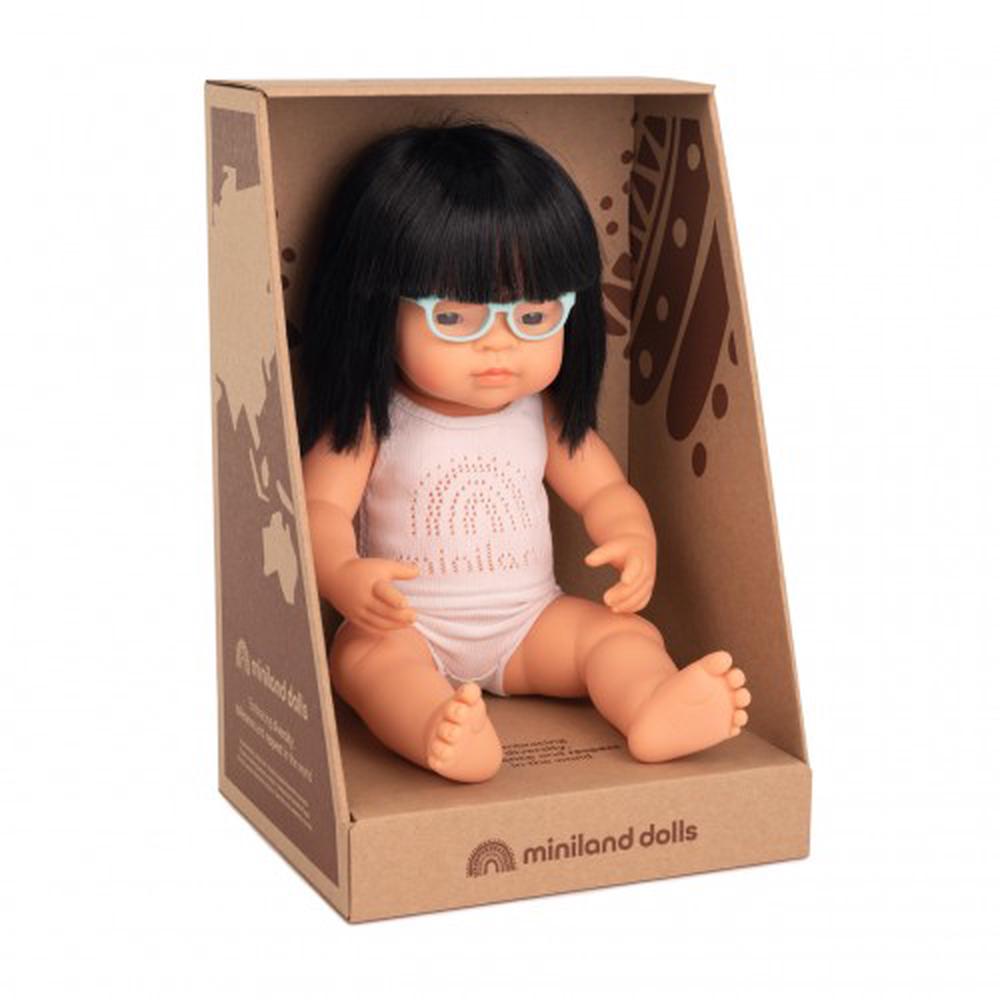 Anatomically Correct Baby Doll (Asian Girl With Glases) - 38cm, 8413082311131