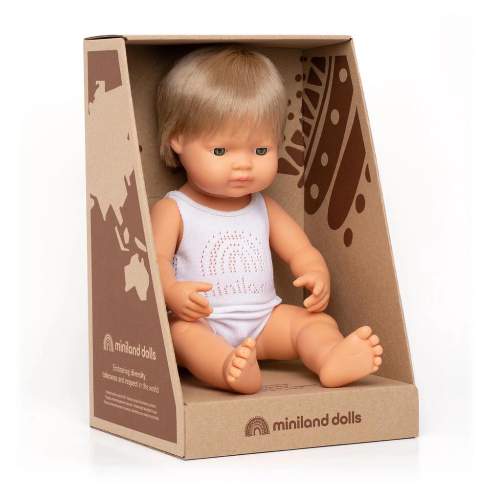 Anatomically Correct Baby Doll (Dark Blond Caucasian Boy) - 38cm, 8413082312596