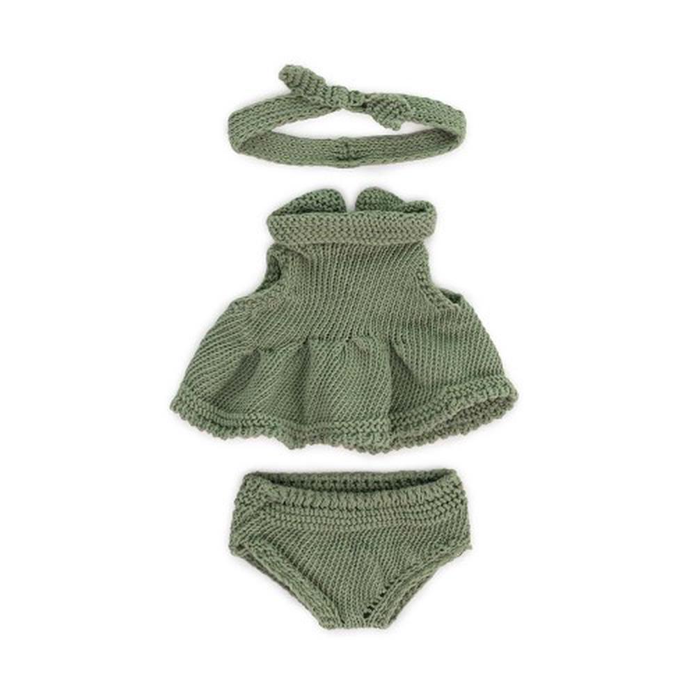 Miniland Dolls Clothing Eco Knitted Doll Clothes, Dress and Hairband - For 21cm Doll, 8413082316839