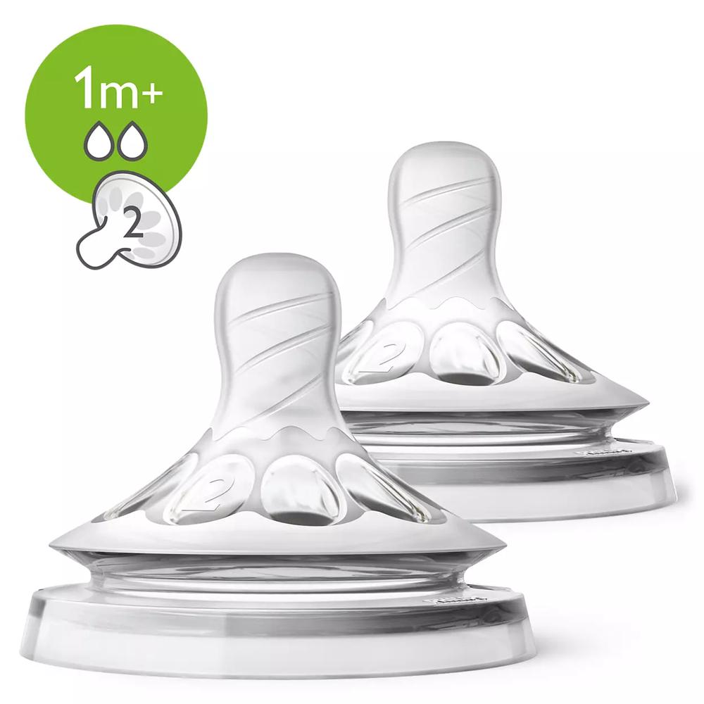 Natural Teats (Slow Flow), 2 Pack - 1 Month+, 8710103873891