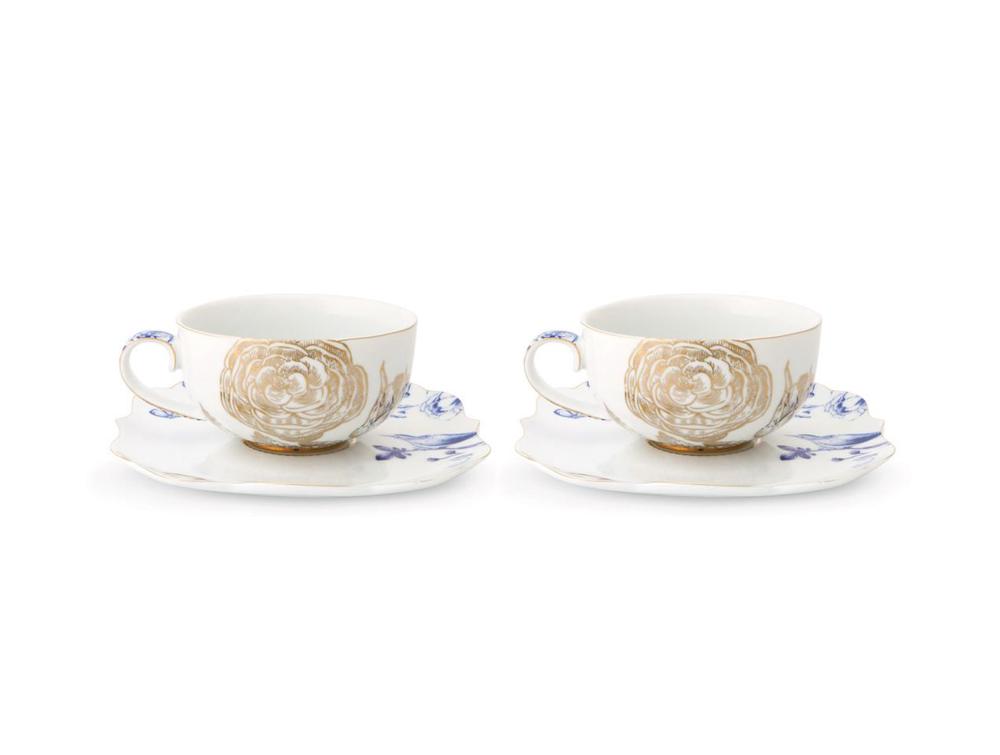 beneden Uitgestorven borstel Pip Studio Royal Tea Cup and Saucer, Set of 2 (White) - 225mL | Buy online  at Well Cooked