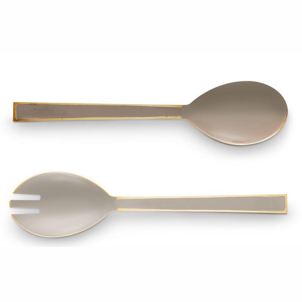 Enamelled Salad Servers, Set of 2 (Khaki) - 25cm, 8718924665909