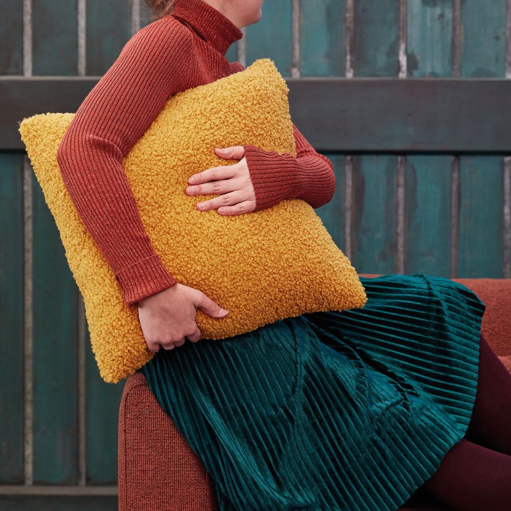 Bedding House Sherpa Filled Square Cushion (Ochre) - 45x45cm, 8719931504205