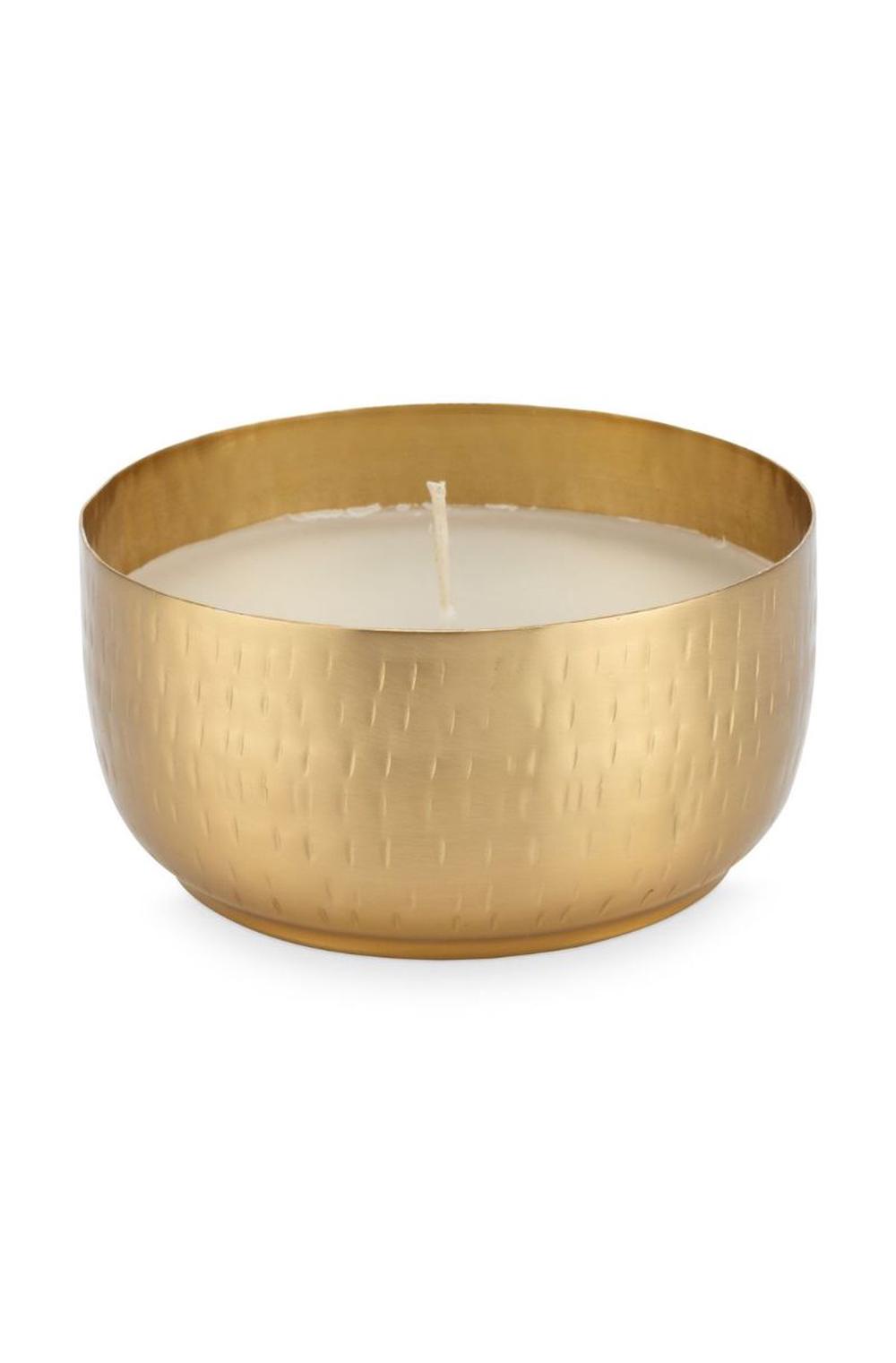 VTWonen Metal Cup with Candle (Gold) - 11x11x5.5cm, 8720088012048