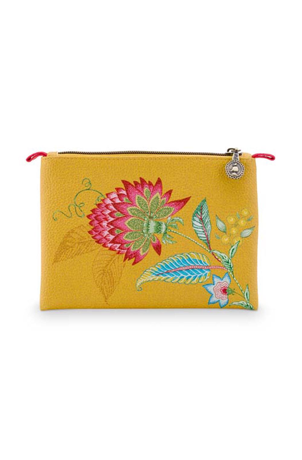Jambo Flower/Blurred Lines Flat Beauty Pouch (Yellow), 8720088017074