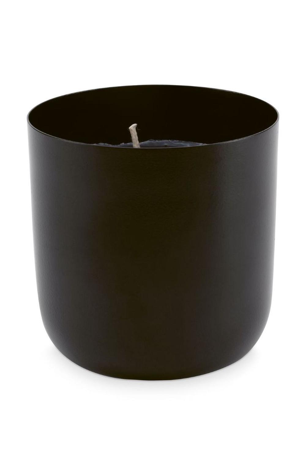 VTWonen Metal Cup with Candle (Black) - 9x9cm, 8720168193070