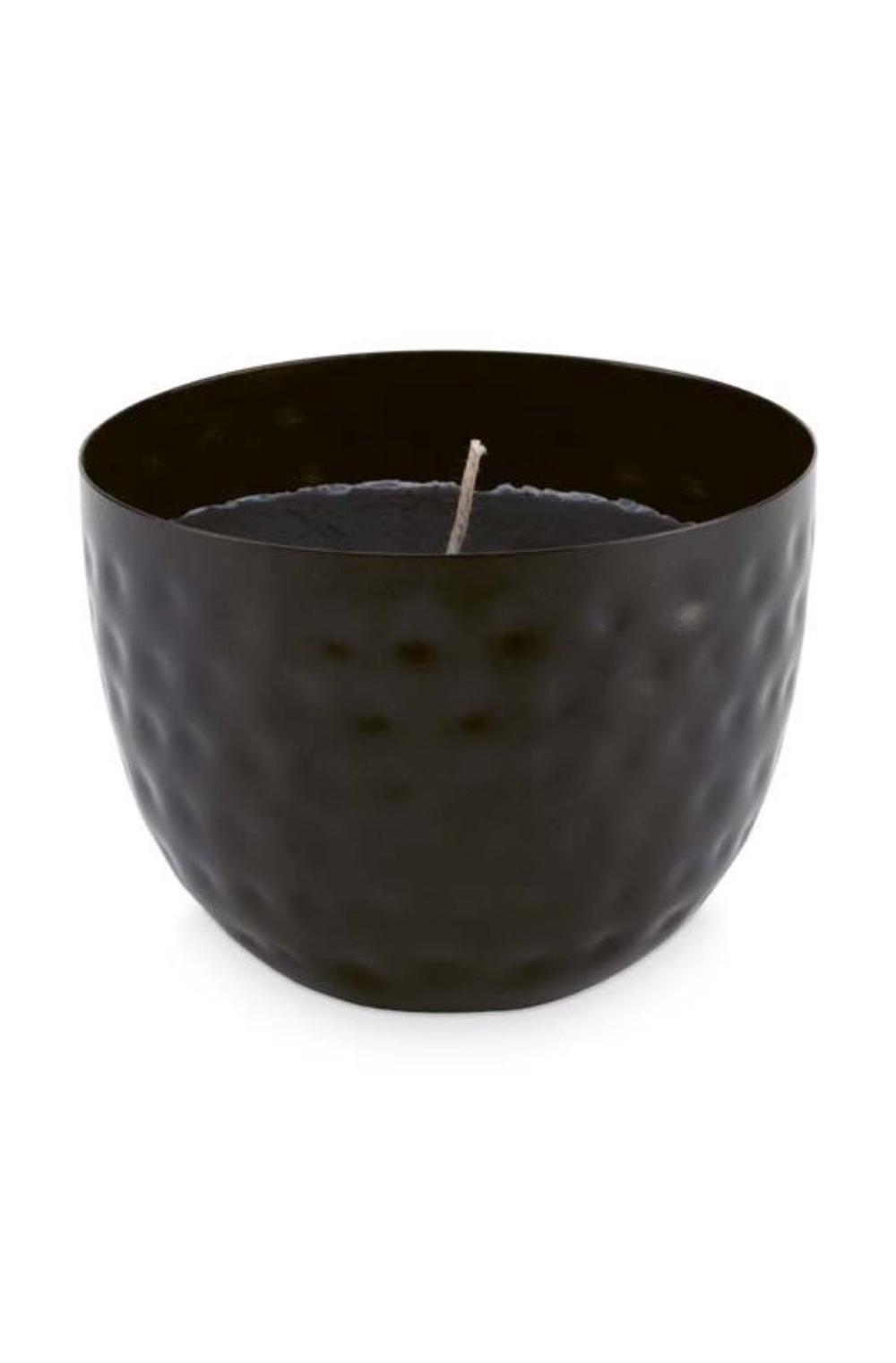 VTWonen Metal Cup with Candle (Black) - 11x11x8cm, 8720168193094