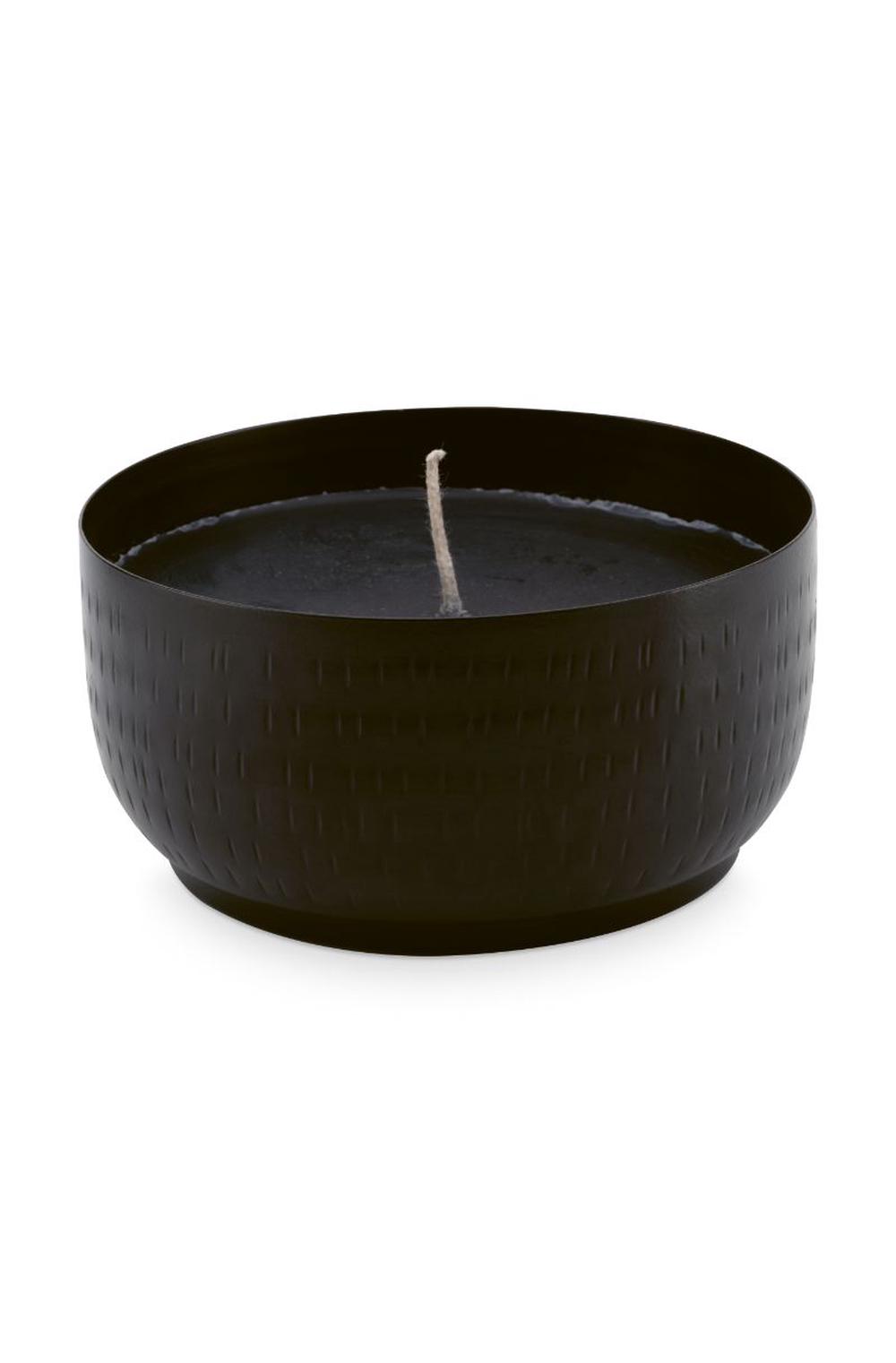 VTWonen Metal Cup with Candle (Black) - 11x11x5.5cm, 8720168193117