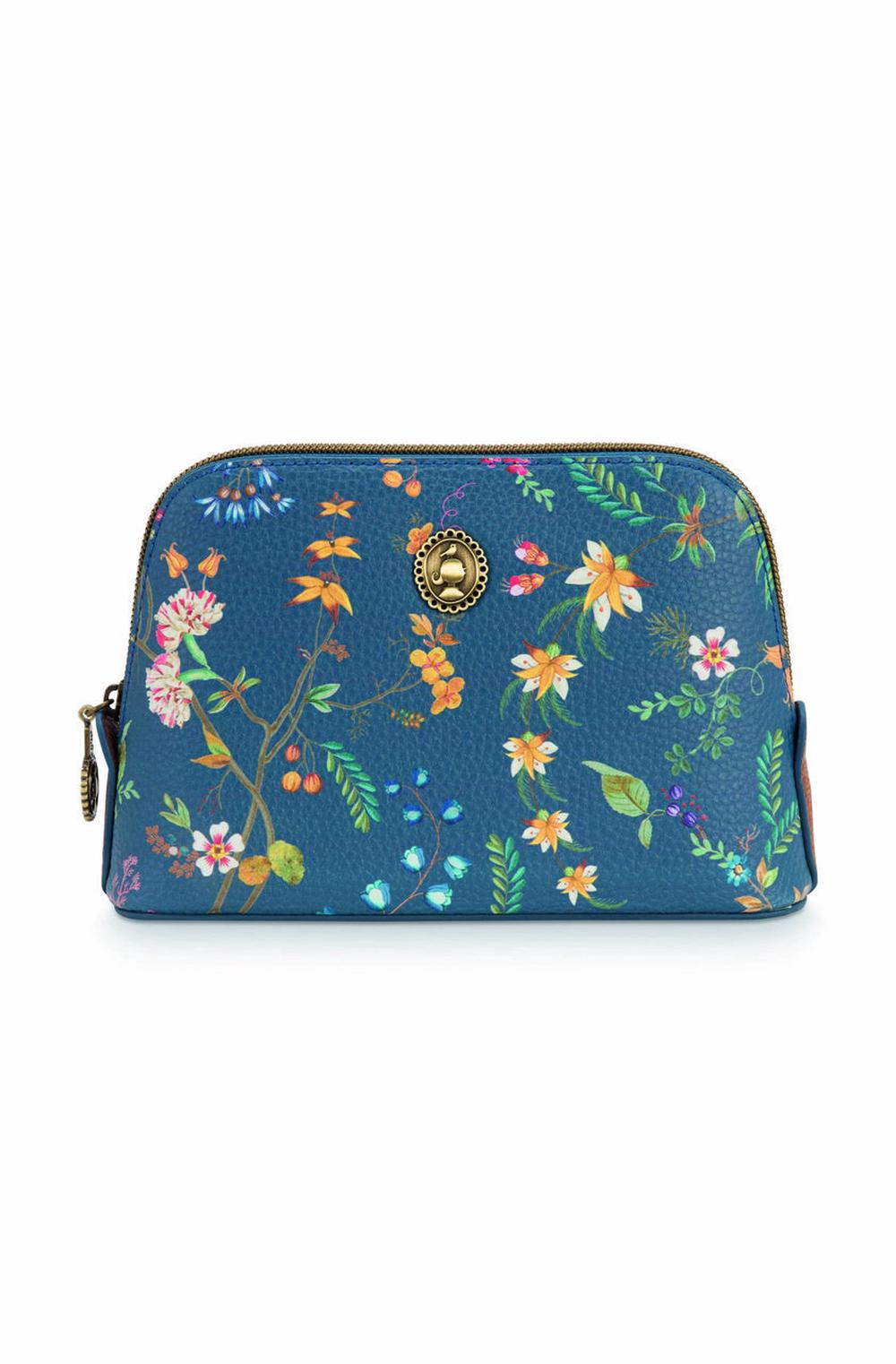 Petites Fleurs Triangle Cosmetic Bag (Dark Blue) - 19/15 x 12 x 6cm, 8720289339753