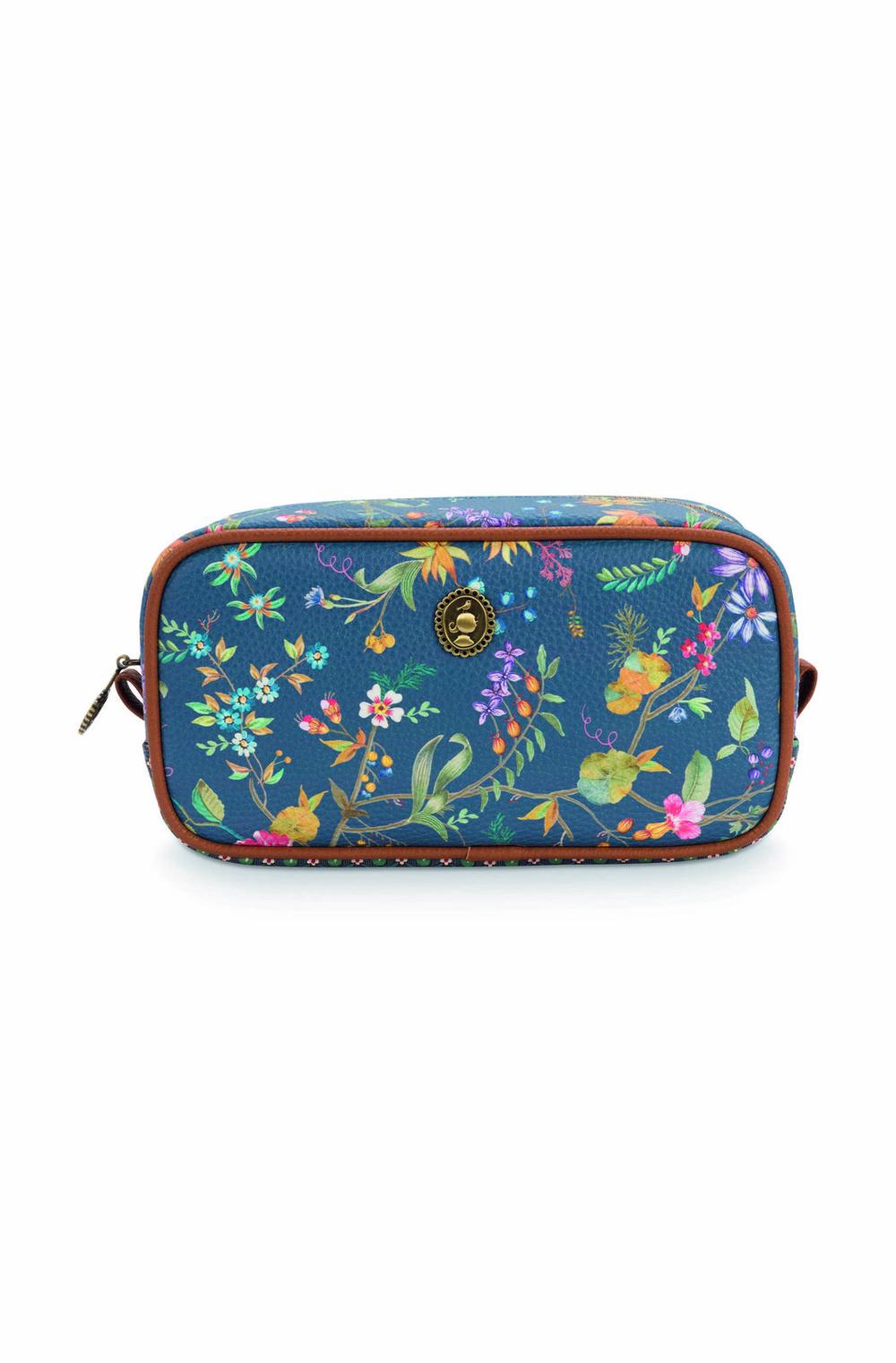 Petites Fleurs Square Cosmetic Bag (Dark Blue) - 20 x 10.5 x 7.5cm, 8720289339937