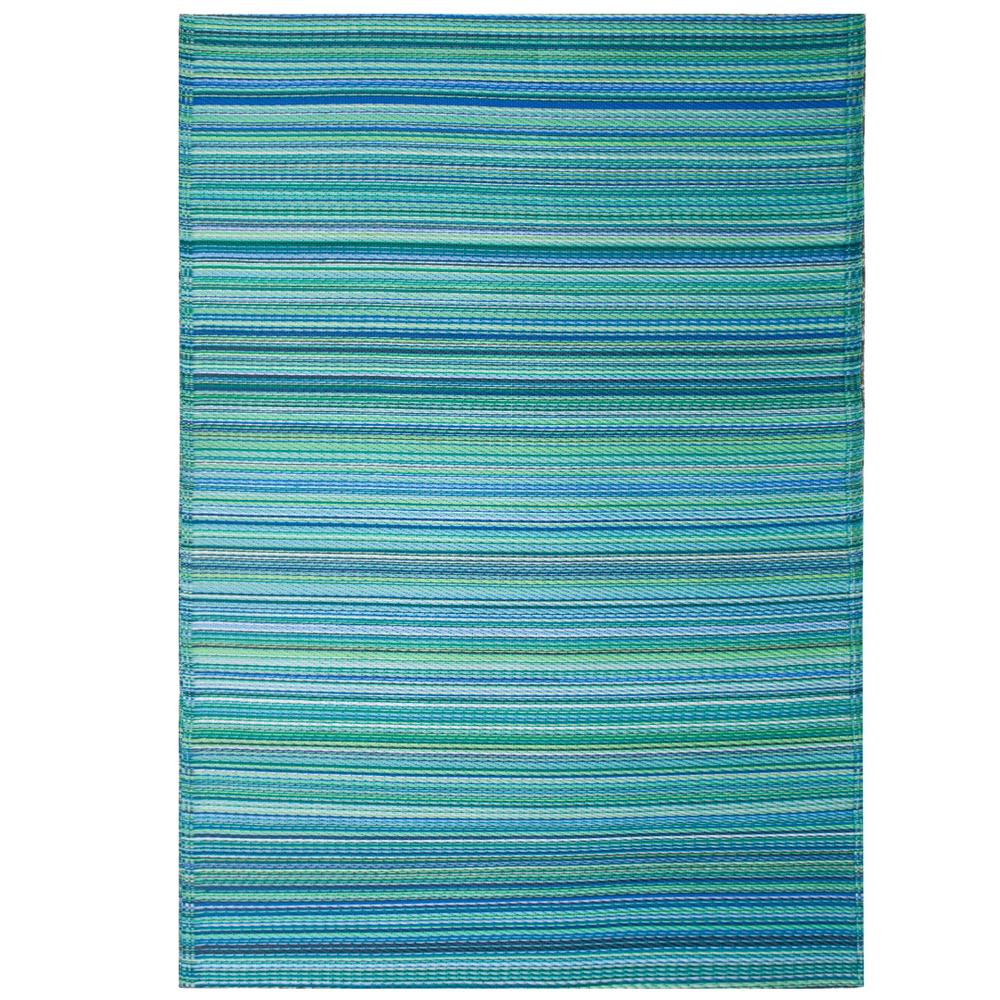 Fab Habitat Cancun Recycled Plastic Outdoor Rug and Mat (Aqua