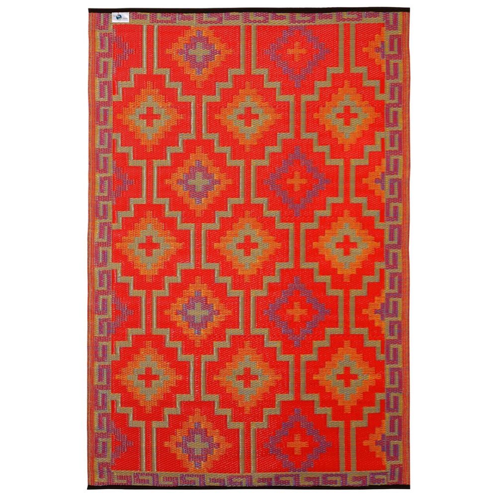 Fab Habitat Lhasa Recycled Plastic Outdoor Rug and Mat (Orange/Violet) - 180x270cm by Fab Habitat - ISBN: 8901304500598
