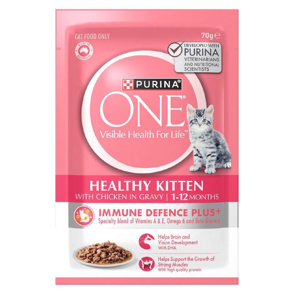 Purina One Kitten Chicken Pouch, 12 Pack - 70g, 9300605153929