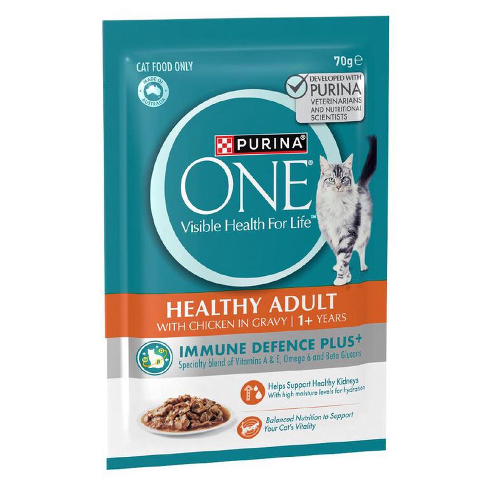 Purina One Cat Adult Chicken Pouch, 12 Pack - 70g, 9300605153936