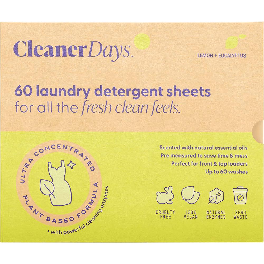 Laundry Detergent Sheets, 60 Washes (Lemon + Eucalyptus), 9309001581008