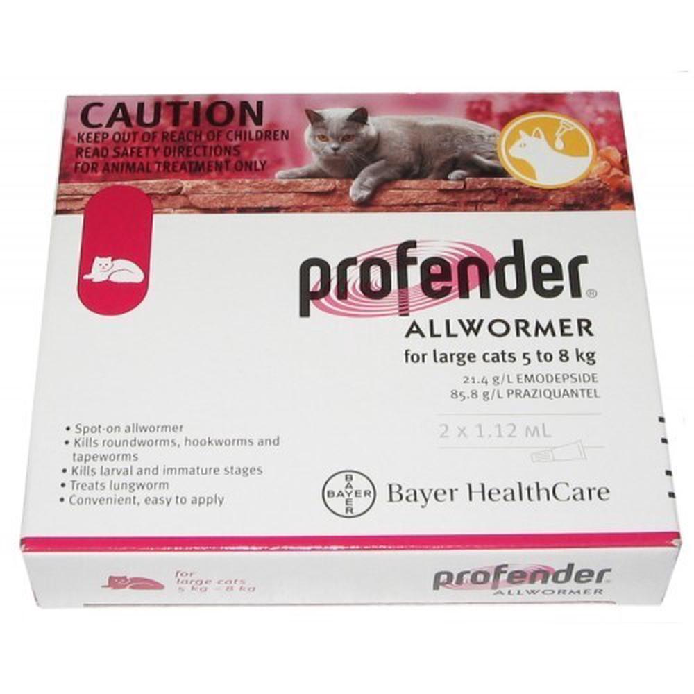 Profender Spot-on All Wormer for Cats 5-8kg, 2's (Red), 9310160811707