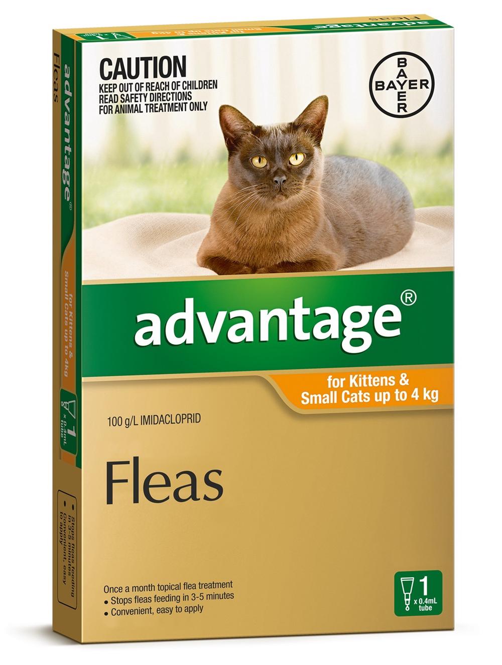 Advantage Spot-On Flea Control Treatment for Cats Under 4kg, Single Dose, 9310160821720