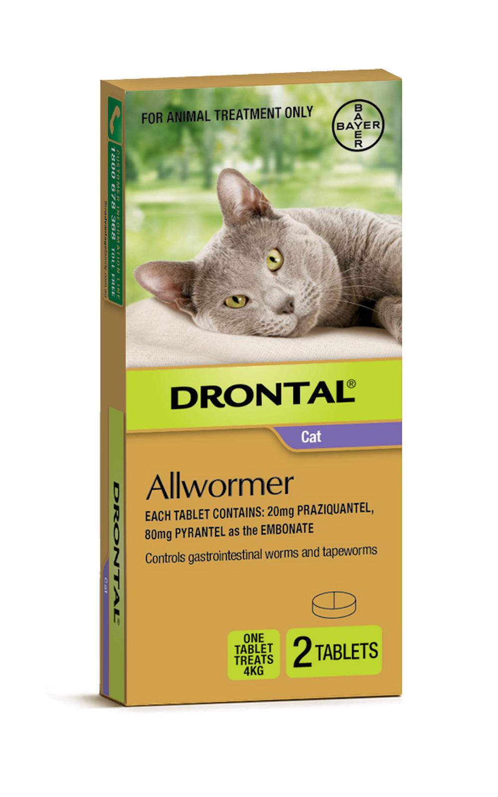 Drontal All-Wormer for Cats & Kittens Up to 4kg, 2 Tablets, 9310160822642