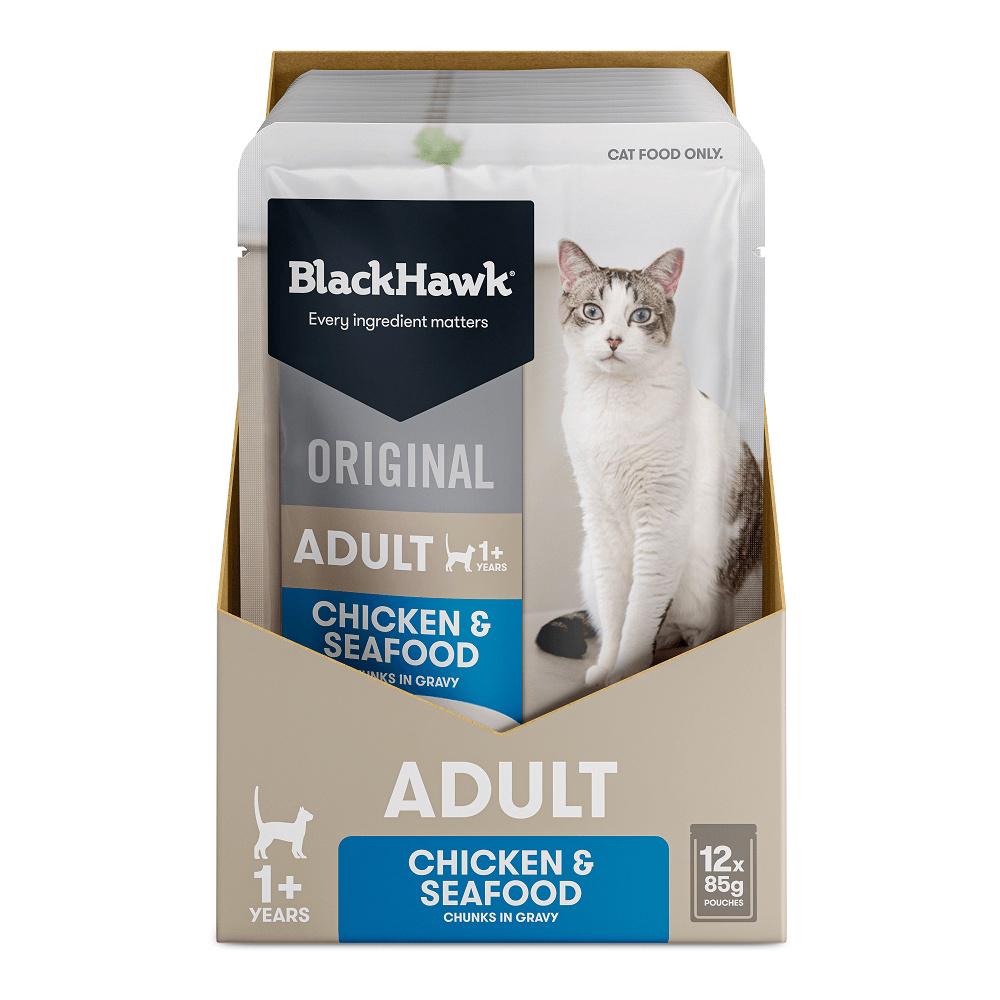 Black Hawk Cat Chicken Seafood In Gravy, 12 Pack - 85g, 9312239052004