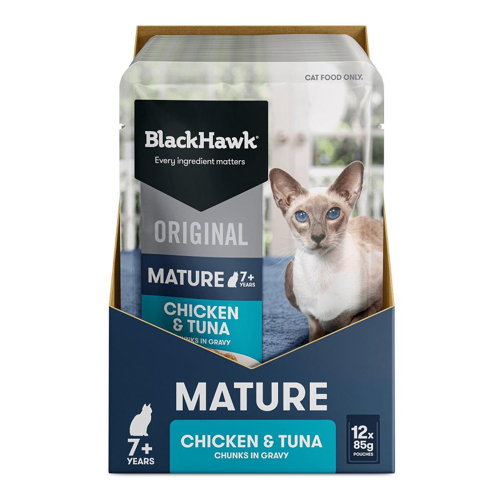 Black Hawk Cat 7+ Chicken Tuna In Gravy, 12 Pack - 85g, 9312239052035