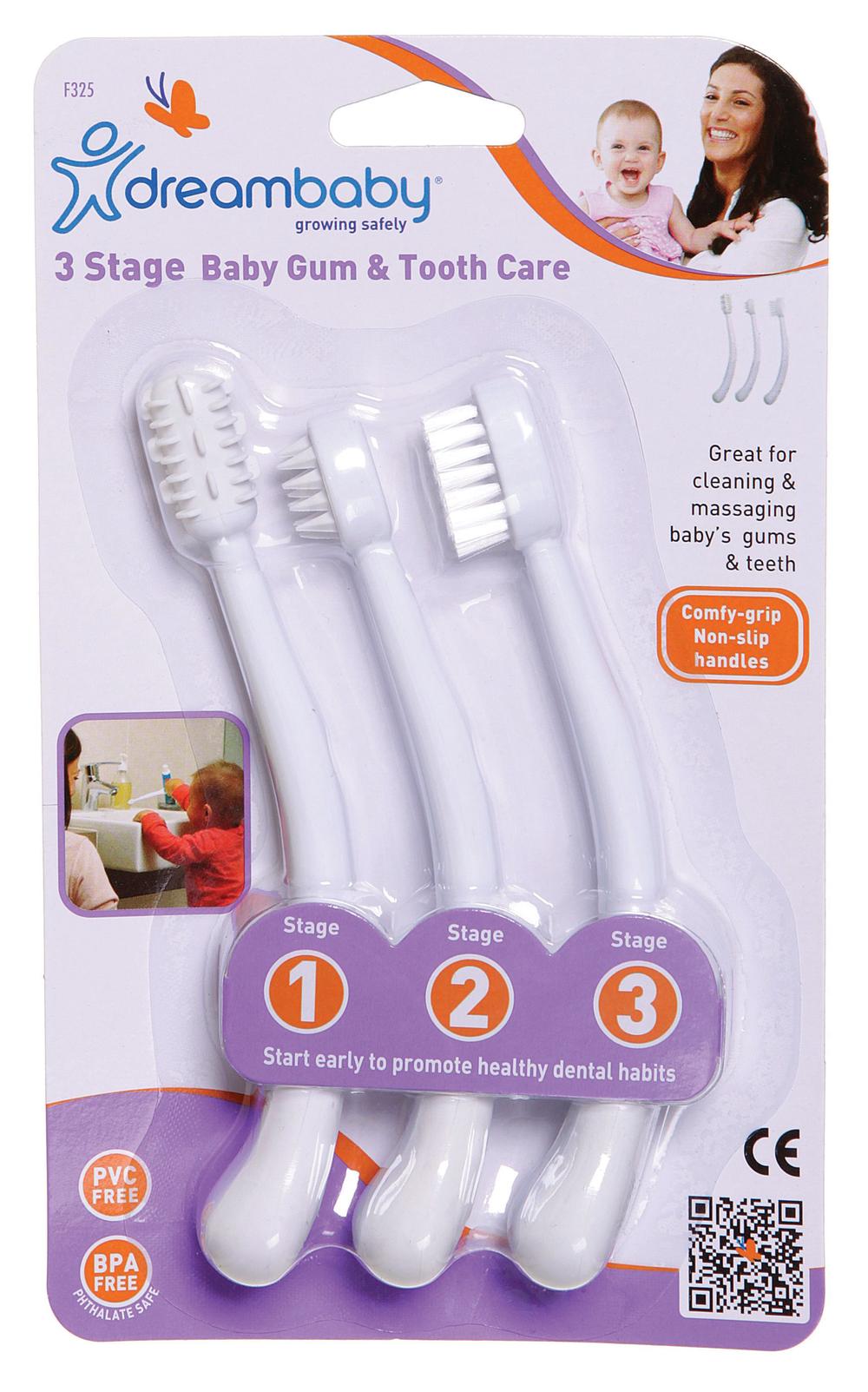 Dreambaby 3 Stage Toothbrush Set (White), 9312742303259