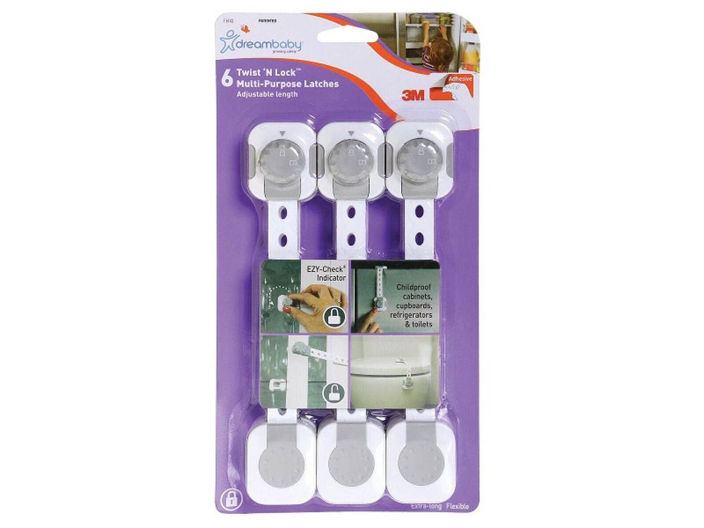 Twist 'N Lock Multi-purpose Latch, 2 Pack (White/Grey), 9312742314439