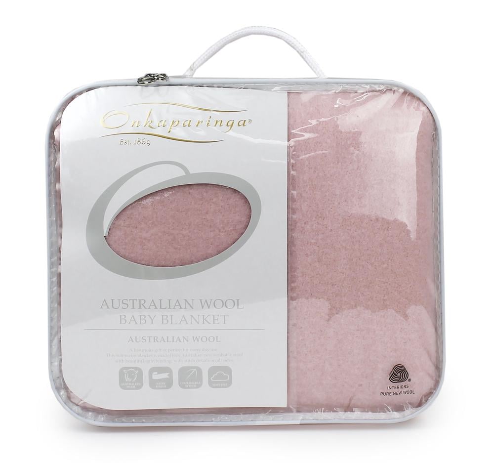 Onkaparinga Australian Wool Baby Blanket Pink Cot Buy online at Tiny Fox