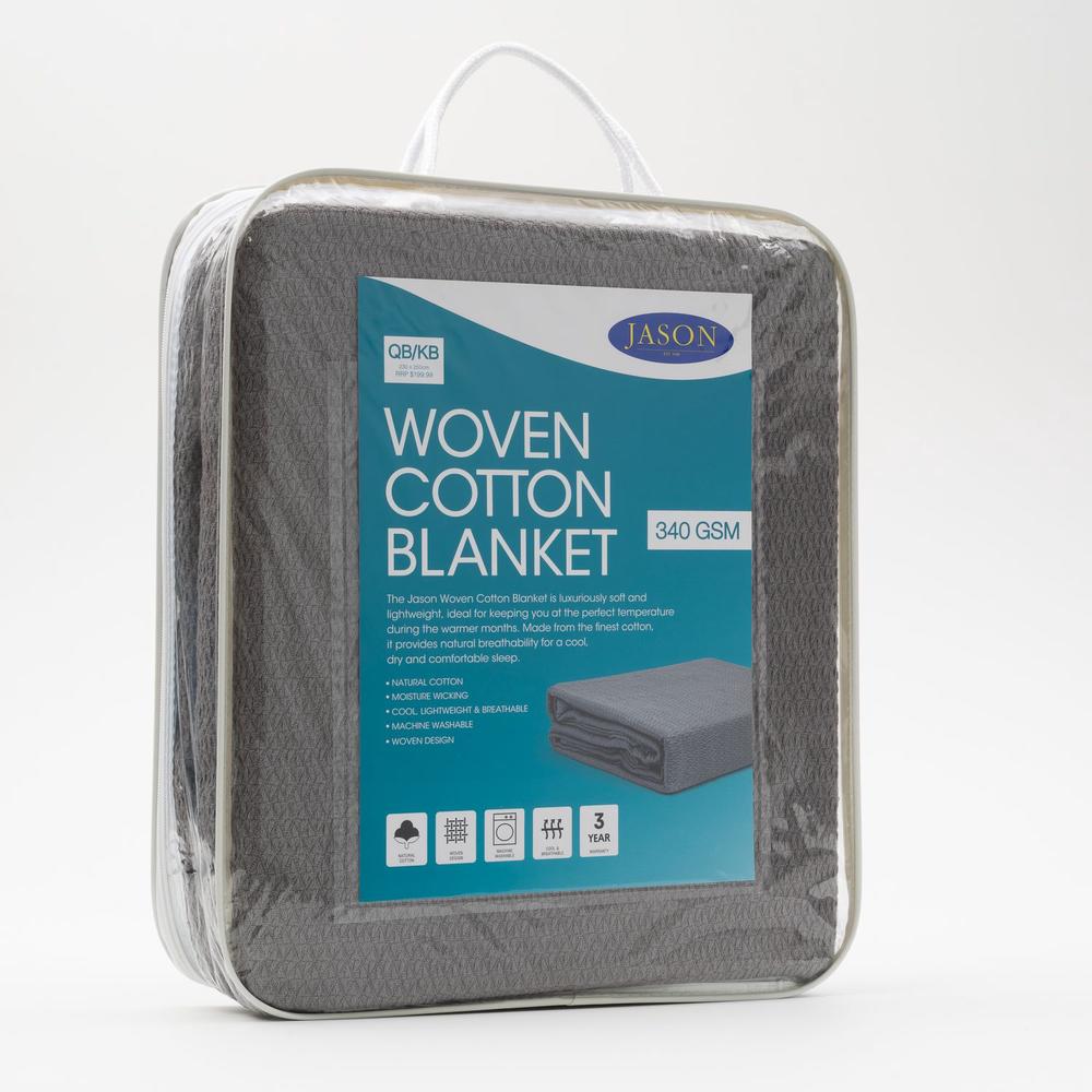 Jason Woven Cotton Blanket (Charcoal) Queen/King Buy online at