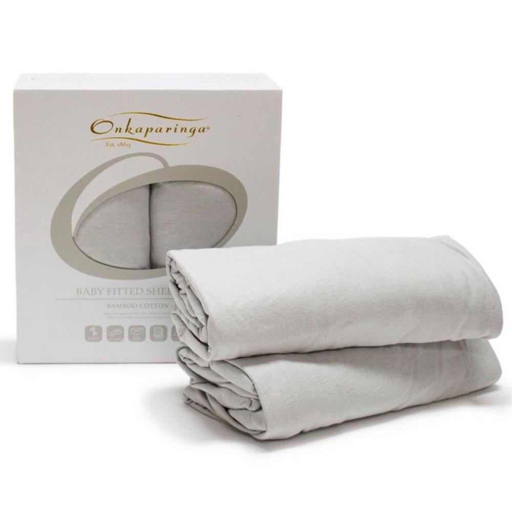 Bamboo Cotton Jersey Fitted Sheet, Pack of 2 (Silver), 9313571142972
