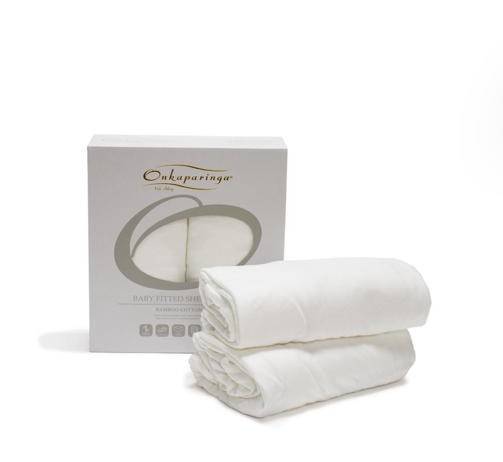 Baby Bamboo Cotton Jersey Fitted Sheet (White), 9313571142989